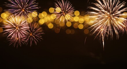 Fototapeta premium Golden Bokeh and Fireworks Festive Celebration