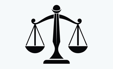 scale icon, balance symbol vector, justice scale silhouette