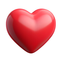 A shiny, volumetric red heart object rendered in three dimensions presents a strong, simple focal point against a white environment for commerce.