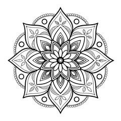 Pattern in the form of a mandala. Henna tattoo mandala. Mehndi style. Decorative pattern in oriental style. Coloring book page.