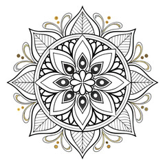 Pattern in the form of a mandala. Henna tattoo mandala. Mehndi style. Decorative pattern in oriental style. Coloring book page.