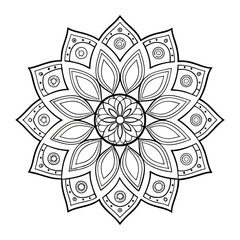 Pattern in the form of a mandala. Henna tattoo mandala. Mehndi style. Decorative pattern in oriental style. Coloring book page.