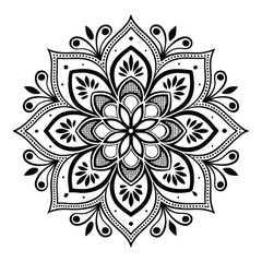 Pattern in the form of a mandala. Henna tattoo mandala. Mehndi style. Decorative pattern in oriental style. Coloring book page.