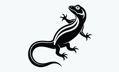 lizard silhouette, black lizard icon, reptile vector illustration