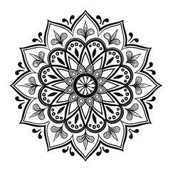 Pattern in the form of a mandala. Henna tattoo mandala. Mehndi style. Decorative pattern in oriental style. Coloring book page.
