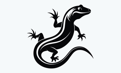 Fototapeta premium lizard silhouette, black lizard icon, reptile vector illustration