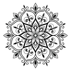 Pattern in the form of a mandala. Henna tattoo mandala. Mehndi style. Decorative pattern in oriental style. Coloring book page.