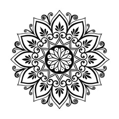 Pattern in the form of a mandala. Henna tattoo mandala. Mehndi style. Decorative pattern in oriental style. Coloring book page.