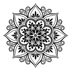 Pattern in the form of a mandala. Henna tattoo mandala. Mehndi style. Decorative pattern in oriental style. Coloring book page.