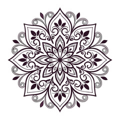Pattern in the form of a mandala. Henna tattoo mandala. Mehndi style. Decorative pattern in oriental style. Coloring book page.