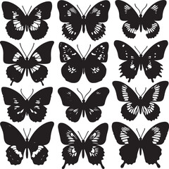Obraz premium A colorful set of vector butterflies illustrates the beauty of nature's flying insects