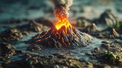 Naklejka premium Eruptive Volcano Landscape