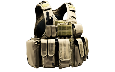 Tactical bulletproof vest isolated on a empty plain background