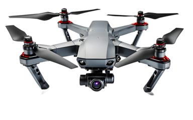 Unmanned combat drone isolated on a empty plain background