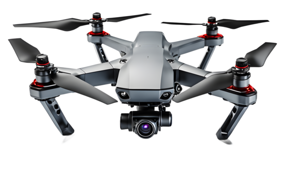 Unmanned combat drone isolated on a empty plain background