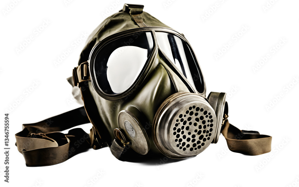 Poster world war ii gas mask isolated on a empty plain background