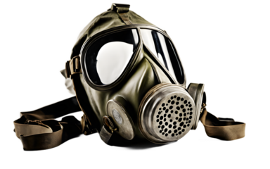 World War II gas mask isolated on a empty plain background
