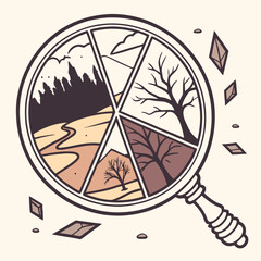 Shattered Mirror with Unique Reflected Landscapes – Surreal Fantasy Art