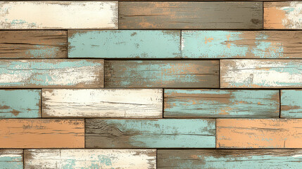Vintage Pastel Wooden Plank Background with Distressed Texture