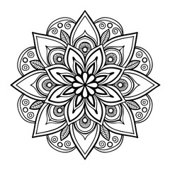 Pattern in the form of a mandala. Henna tattoo mandala. Mehndi style. Decorative pattern in oriental style. Coloring book page.