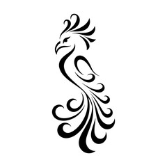 Naklejka premium Elegant Black Silhouette Phoenix Tattoo Design – Tribal Art Vector