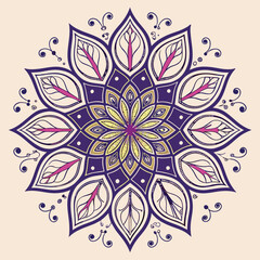 Pattern in the form of a mandala. Henna tattoo mandala. Mehndi style. Decorative pattern in oriental style. Coloring book page.