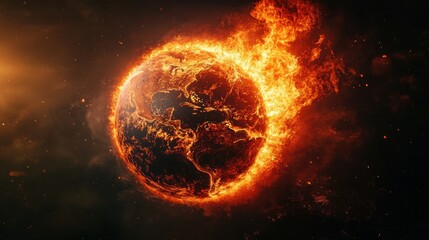 Obraz premium Burning Earth: A Graphic Representation of Climate Disaster