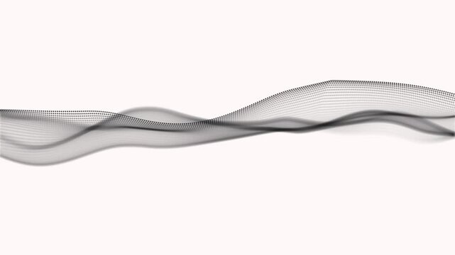 Flowing Dot flowing black bolor Wave halftone gradient pattern on transparent white background.