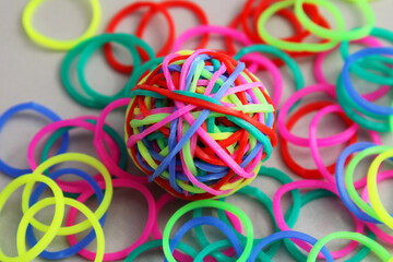 Colorful rubber bands forming a sphere