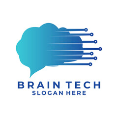 Brain fast tech with network logo design icon.