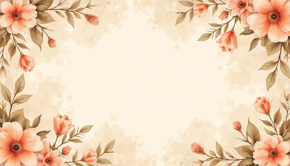 Vintage watercolor background in faded sepia and peach tones