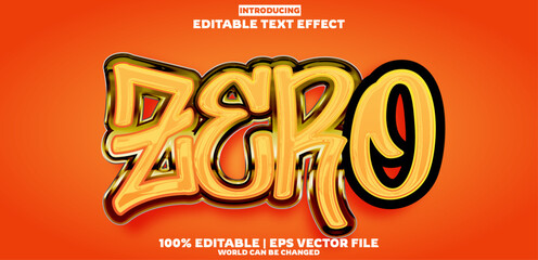 Zero editable text effect in graffiti modern trend style