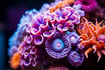Obraz premium colorful coral plays a crucial role in attracting and supporting marine life, showcasing its beauty and intricate relationships, while also contributing to vibrant underwater palette