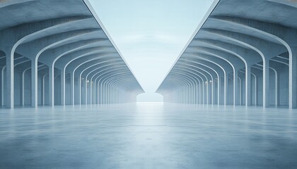 Fototapeta premium Concrete Corridor: Futuristic Architectural Perspective.