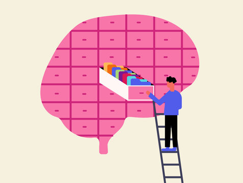 Brain mental memory drawer storage illustration