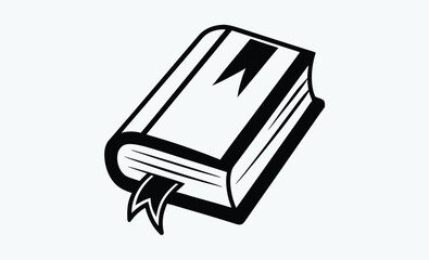 Book with bookmark silhouette, closed book icon vector