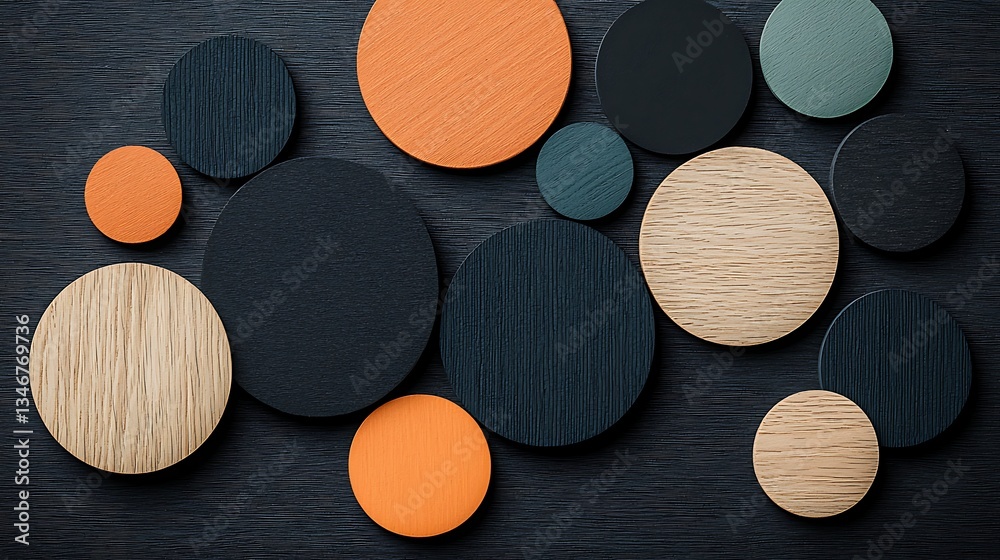 Poster abstract circular design with various colors and textures