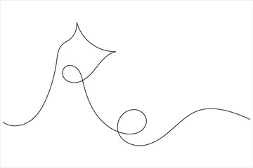 Cat single line and out line vector icon
