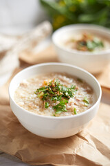 Rice porridge with minced pork