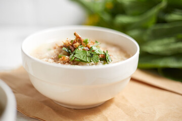 Rice porridge with minced pork