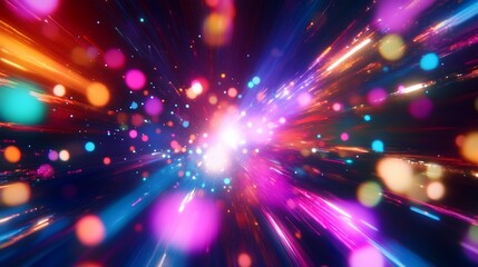 Abstract multicolored light streaks background with bokeh effect, a visual journey into vibrant colors and energetic light trails creating dynamic visuals