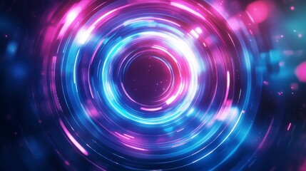 Abstract neon circles swirling, digital art, background, futuristic design