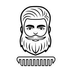 Man with Stylized Beard Icon Showcasing Grooming Tools for Personal Care and Grooming Routines