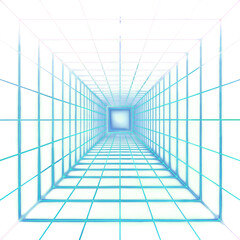 Obraz premium Futuristic Green Neon Grid Tunnel – Sci-Fi Virtual Reality Perspective PNG