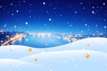 Naklejka premium snow covered field with gold stars in the background