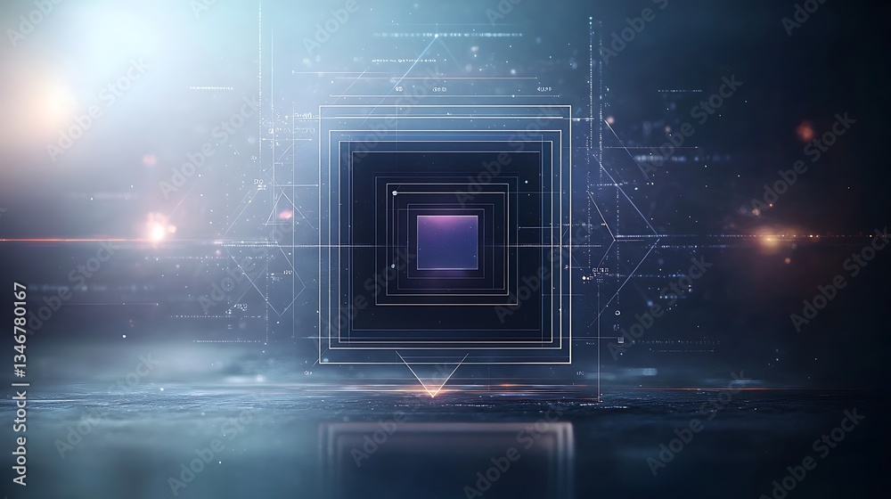 Poster Abstract digital visualization of a processor or complex system.  A futuristic representation of technology