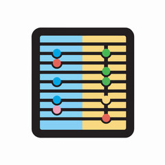 Vector illustration of a modern digital abacus with colorful beads, representing education, learning, and mathematics.