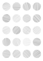 흰색 배경에 손으로 그린 원형 패턴. 