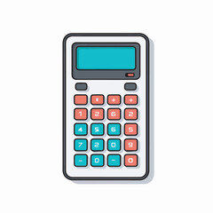 Modern digital calculator with a red and green button interface
