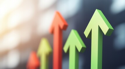 Colorful arrows pointing upward symbolize growth and progress in a dynamic environment.